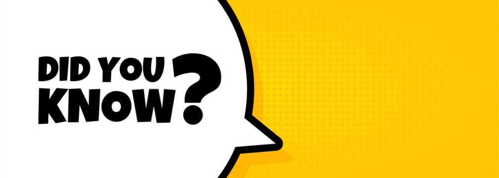Speech bubble banner with Did you know text. Loudspeaker. For business, marketing and advertising. Vector on isolated background. EPS 10
