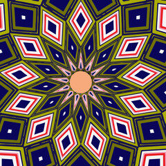 Multicolor mandala with geometric patterns. abstract background. 