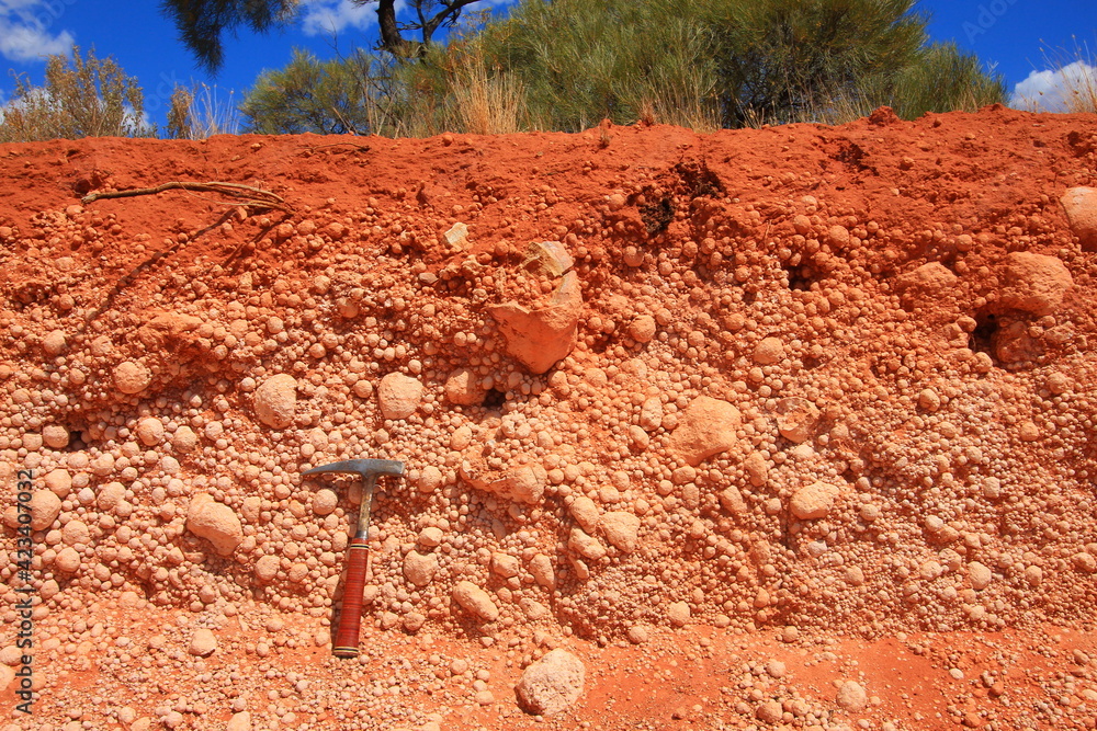 Poster Geological rock exposure of Australian desert plain