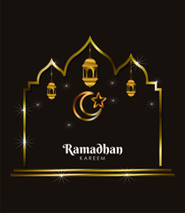 Beautiful Ramadan theme background with brown color and golden mosque outline