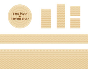 横スクロールゲームの砂の地面_ブロックとパターンブラシ_イラスト素材 - obrazy, fototapety, plakaty