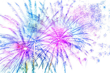 celebration happy new year and merry christmas firework isolated on white isolated background