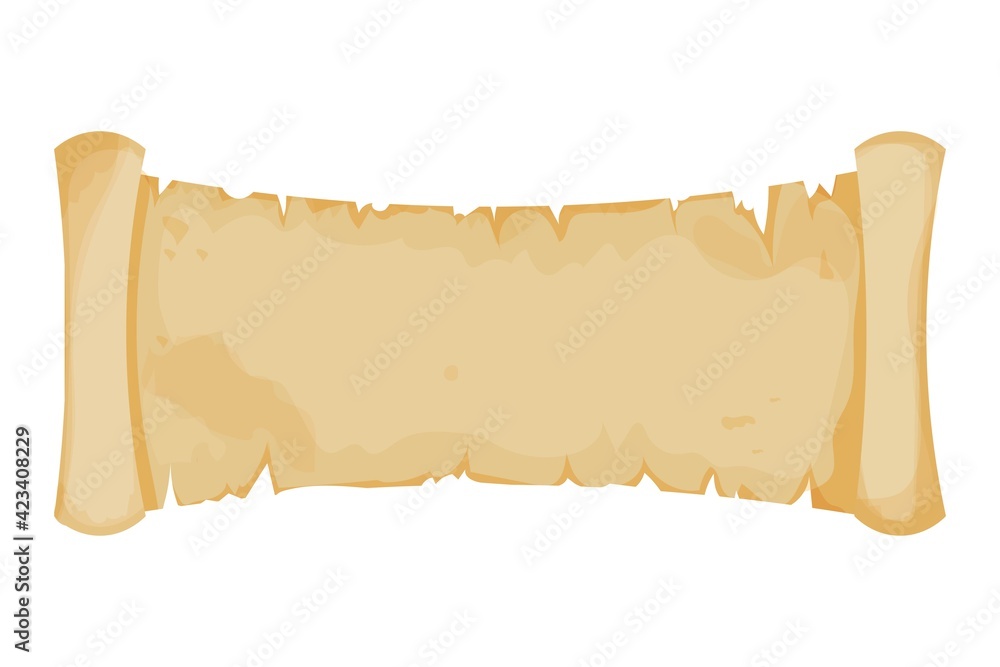 Canvas Prints parchment banner, scroll paper in cartoon style isolated on white background. ui game asset design. 