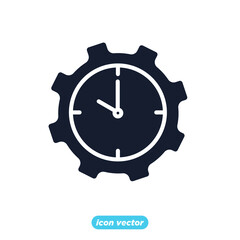 time management icon. time management, colck and gear setting symbol template for graphic and web design collection logo vector illustration