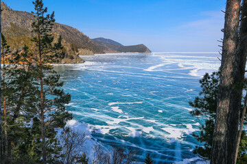 View of the lake Baykal in winter.