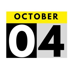 October 4 . flat daily calendar icon .date ,day, month .calendar for the month of October