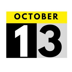 October 13 . flat daily calendar icon .date ,day, month .calendar for the month of October