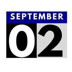 September 2 . flat daily calendar icon .date ,day, month .calendar for the month of September