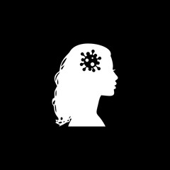 Head with virus icon isolated on dark background