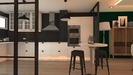 COCINA  DE ESTILO CLASICO CON GRAN ENCIMERA 