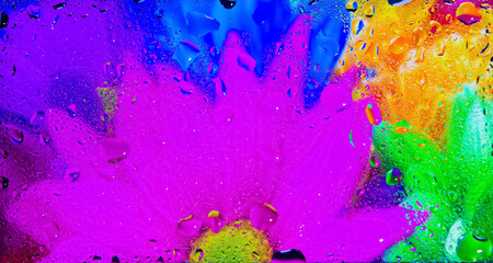 Fototapeta na wymiar abstract colorful background, abstract colorful background with bubbles, water drops on a glass, colorful flower background with water drops, hd colorful abstract wallpaper