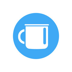 Cute enamel mug for tea or coffee. Vector flat design illustration on a transparent background.