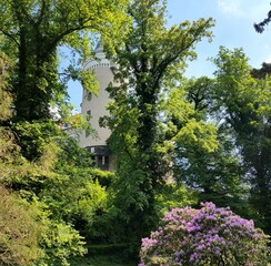 Obraz premium View of the castle from the garden