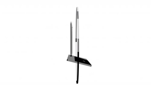 3D Laptop icon turn around loop with alpha channel