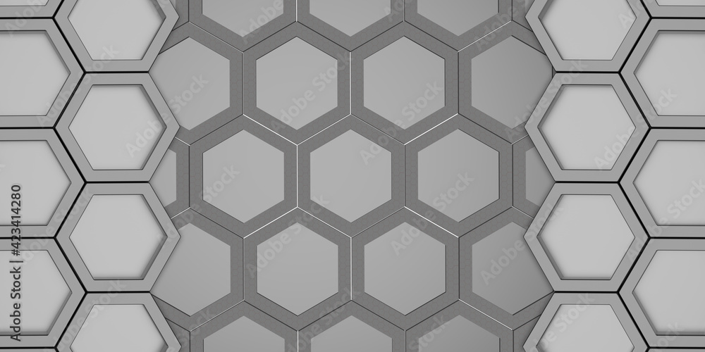 Aufkleber geometric hexagon polygon pattern glossy hexagonal honeycomb 3d illustration hexagonal frame futuris