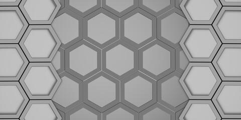 Geometric hexagon Polygon pattern Glossy hexagonal honeycomb 3D illustration Hexagonal frame Futuristic abstract background