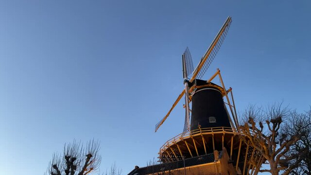 windmill de Windhond is a historical feature of the city of Woerden. It was built in 1755. Today the mill is well maintained and an important part of the cityscape.