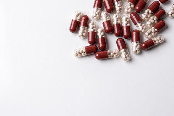 medicine medical preparation in capsules on a white background