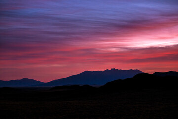 Red sunrise over Blanca Peak in the San Luis Valley, southern Colorado, USA