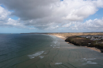 Aerial photograph taken near Hayle Beach, Hayle, Cornwall, England 