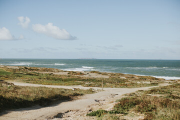 Windy and sunny day at the beach 