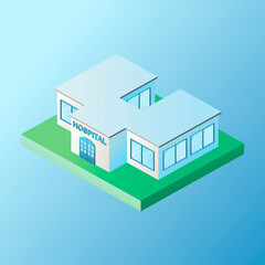 Vector isolated image in isometric style. Volumetric hospitals building, architecture and the concept of a modern city. Design decorative elements on the theme of modern life.