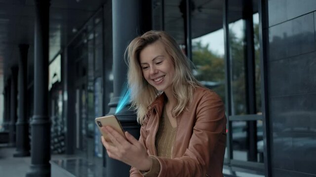 Smart Phone Technology Using Facial Recognition Biometrics Iris. Person Use Face Id on Device. Young Beautiful Woman and Hi-tech 3d Detection Portrait. Futuristic Scanned Cyber Security People Id 4k