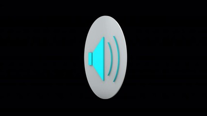 3D Sound icon turn around loop with alpha channel - Powered by Adobe