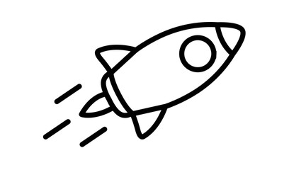Rocket Icon. Vector isolated black and white illustration of a rocket