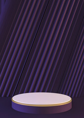 Vertical mock up Dark purple Podium japanese minimal geometric .3D rendering