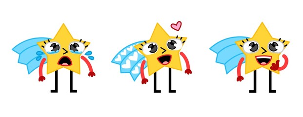 Vector set. Star sticker. Different types of emotions.