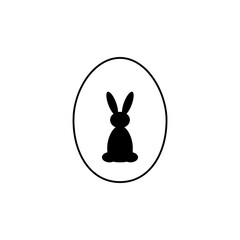 Easter greeting card with egg, rabbit. Easter bunny. Web design. icon sign