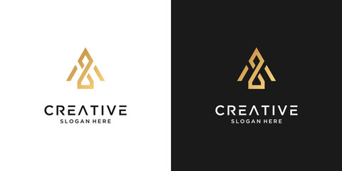 Abstract letter A logo design luxury