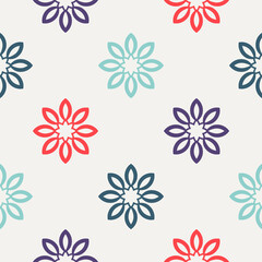 Abstract seamless pattern with mandala flower. Mosaic, tile, polka dot. Floral background.