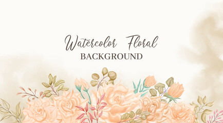 Beautiful watercolor floral frame background for wedding banner template
