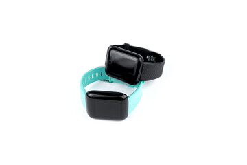 new black and green smart fitness bracelets with blank black screen