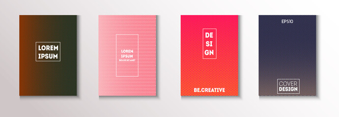 Folded Minimal Cover Vector Set. Modern Flyer Texture Design. Cool