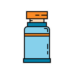 Line color medical healthcare art icon flask, tube. Professional equipment symbol. Science, pharmacy, medic, chemistry background emblem element. Laboratory glass. Vector medical outline illustration.