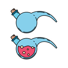 Color medical pharmaceutica icon set retort, tube. Professional equipment symbol. Science, pharmacy, medic, chemistry background emblem element. Laboratory glass. Vector medical outline illustration.