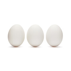 three white eggs isolate on white background