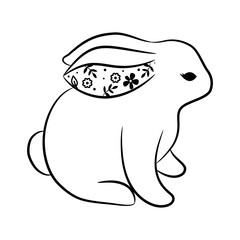 Cute rabbit outline style design with floral ears.