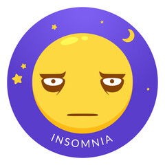 The smiley with the insomnia. Isolated Vector Illustration