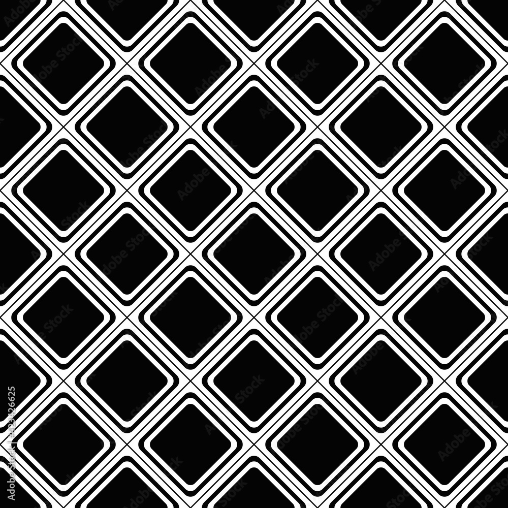 Poster waffles simple rhombuses pattern. vector decor rhombuses. big black diagonal tile.