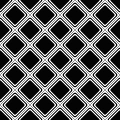 Waffles Simple Rhombuses Pattern. Vector Decor Rhombuses. Big Black Diagonal Tile.