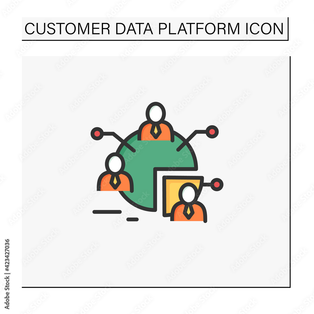 Poster audience segments color icon. process of dividing an audience into groups of people who have similar