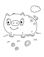 Foto op Plexiglas Schattige boerderij varken kleurboek pagina vectorillustratie kunst © Blue Foliage