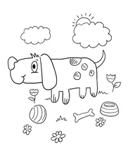 Foto op Canvas Schattige gelukkige puppy hond kleurboek pagina vectorillustratie kunst © Blue Foliage