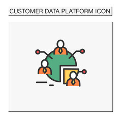 Audience segments color icon. Process of dividing an audience into groups of people who have similar needs, values or characteristics.Customer data concept. Isolated vector illustration