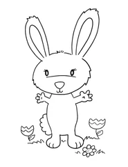 Foto op Plexiglas Schattig konijntje konijn vectorillustratie kleurboek pagina kunst © Blue Foliage