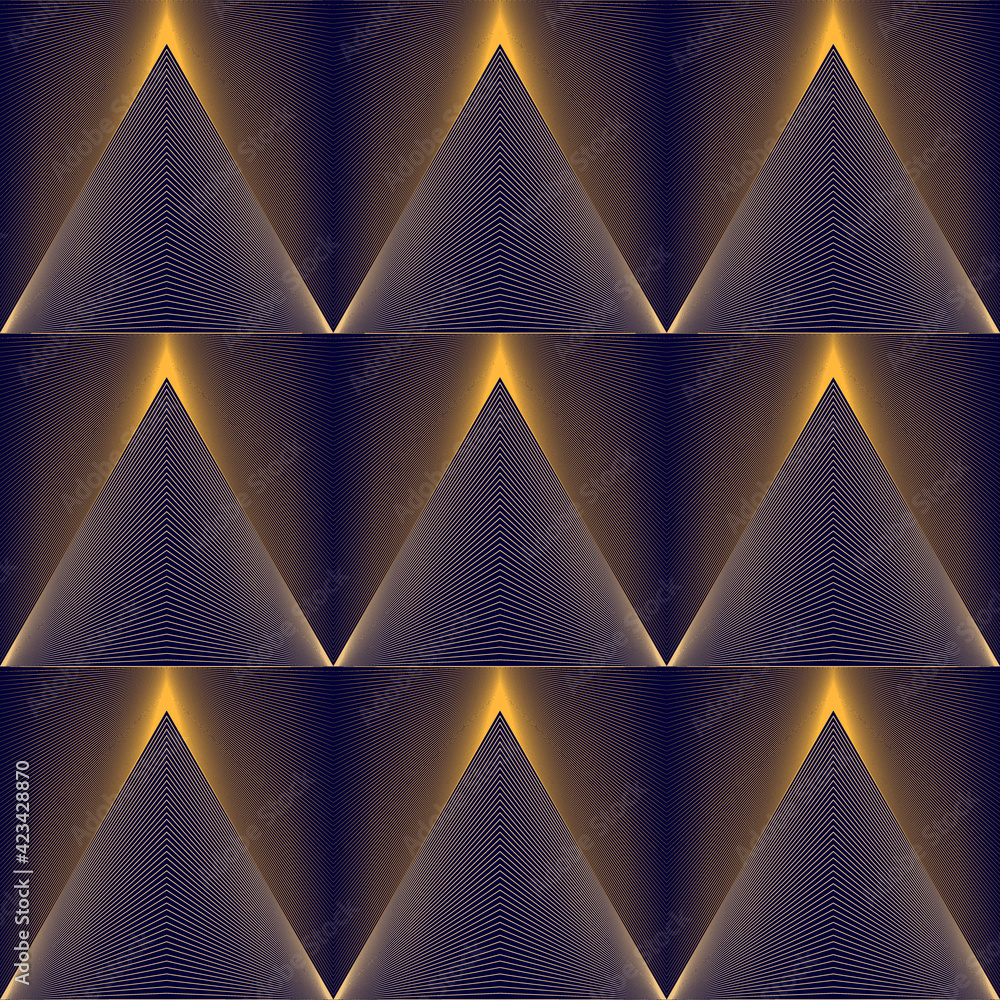 Poster Golden color lines as abstract geometric background with triangles.